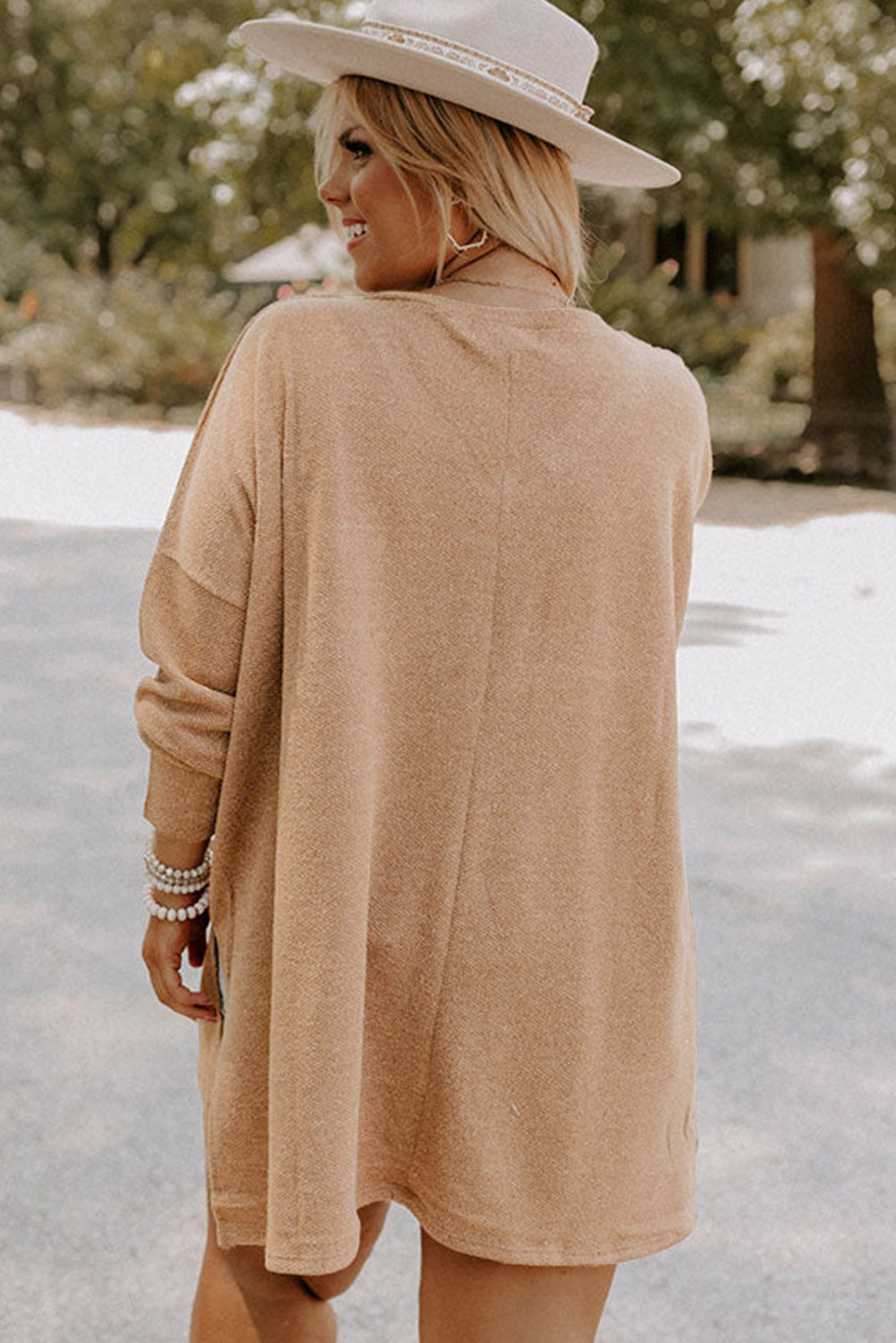 Parchment Plus Size Drop Shoulder Knit Tunic Top