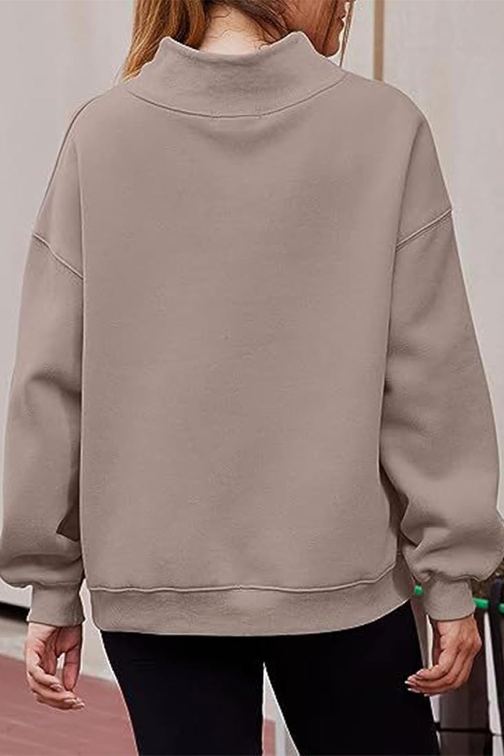 Goat Solid Color High Neck Long Sleeve Loose Sweatshirt