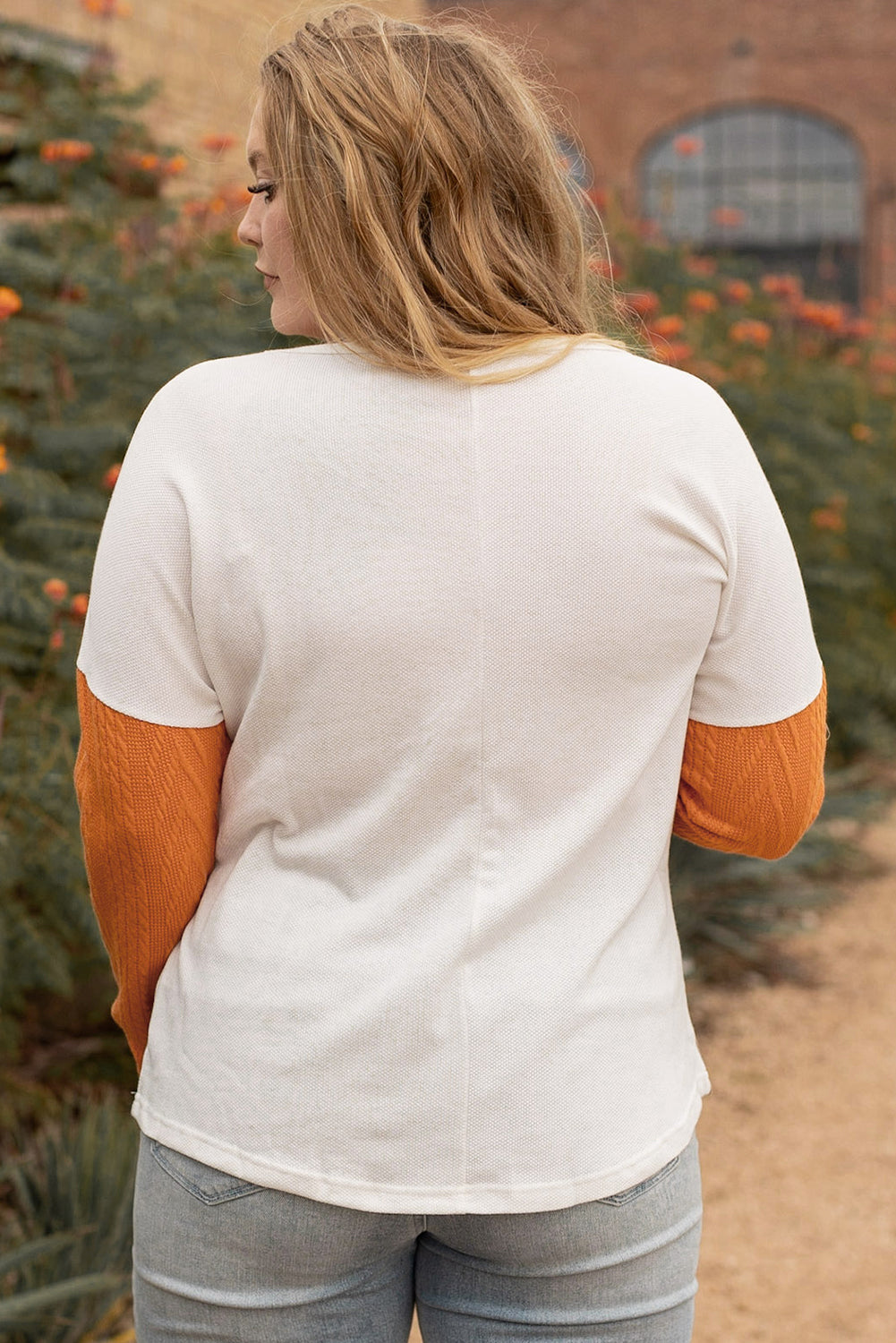 Chestnut Plus Size Pocket Textured Patchwork Top