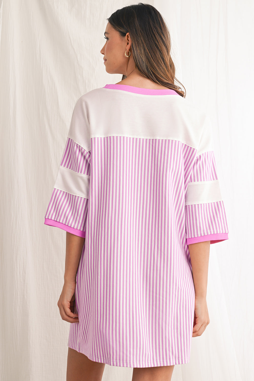 Phalaenopsis Striped Patchwork Loose Mini Dress