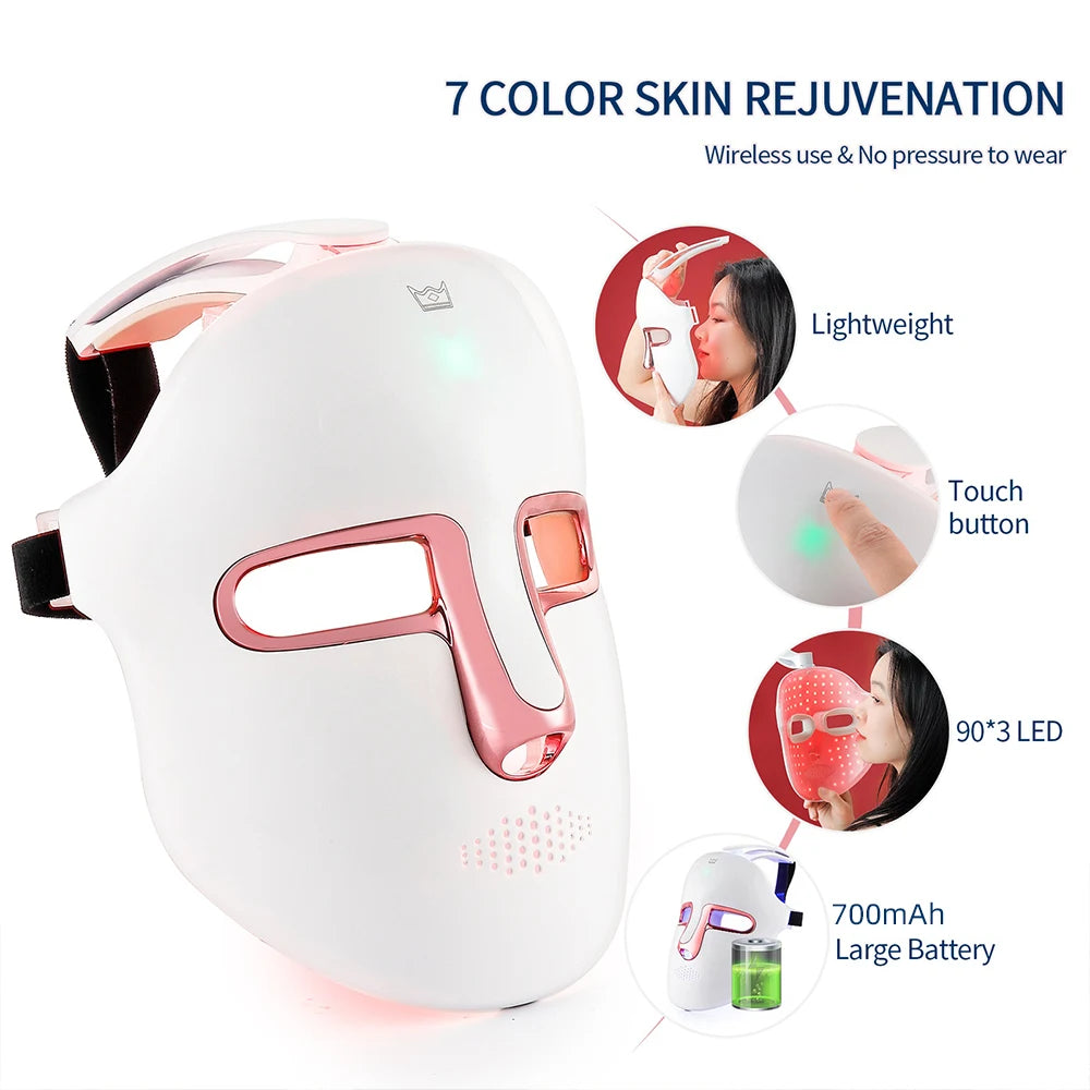7 Colors LED Face Beauty Machine Red Light Therapy Skin Care Led Mask Home Use Devices Skin Tighten Rejuvenation Facial Mask