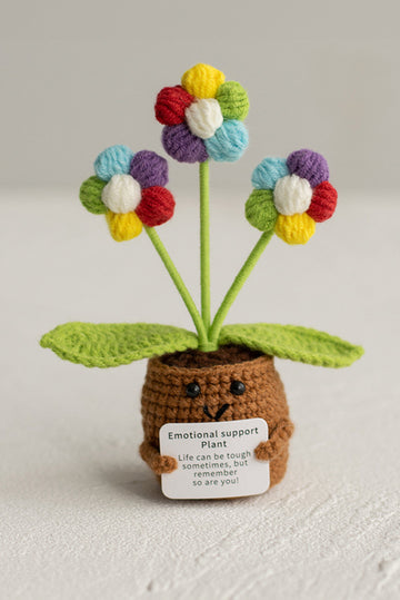Coffee Emotional Support Cute Crochet Flower Pot