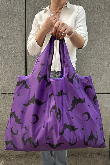 Tillandsia Purple Goth Halloween Pumpkin Large Capacity Foldable Tote Bag