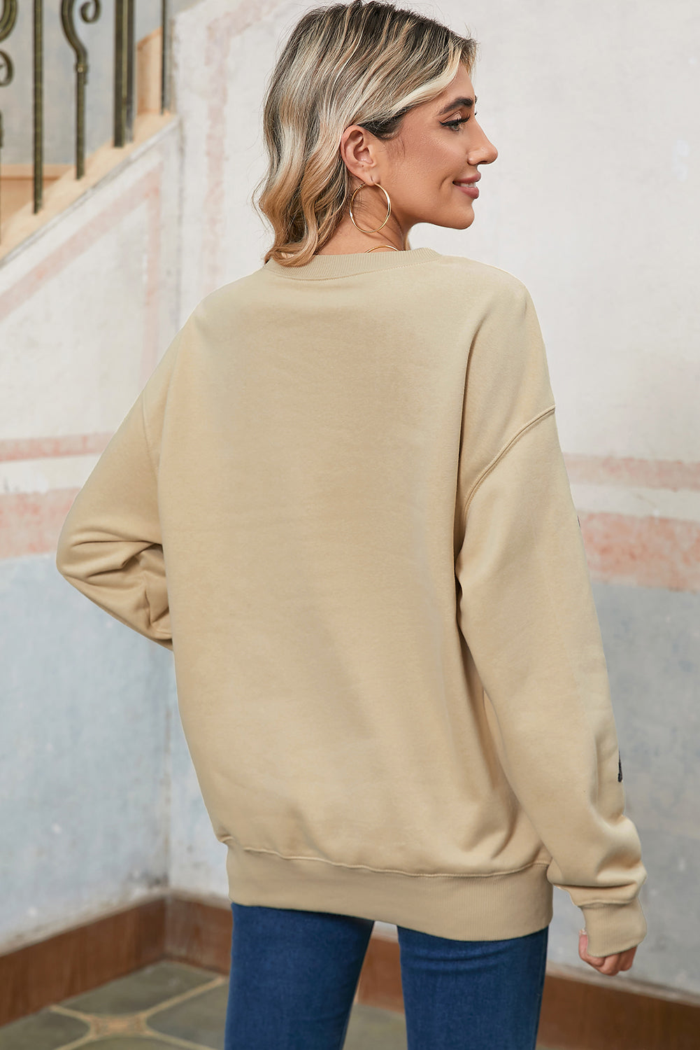 Parchment Turkey Graphic Patch Application Thanksgiving Holiday Sweatshirt